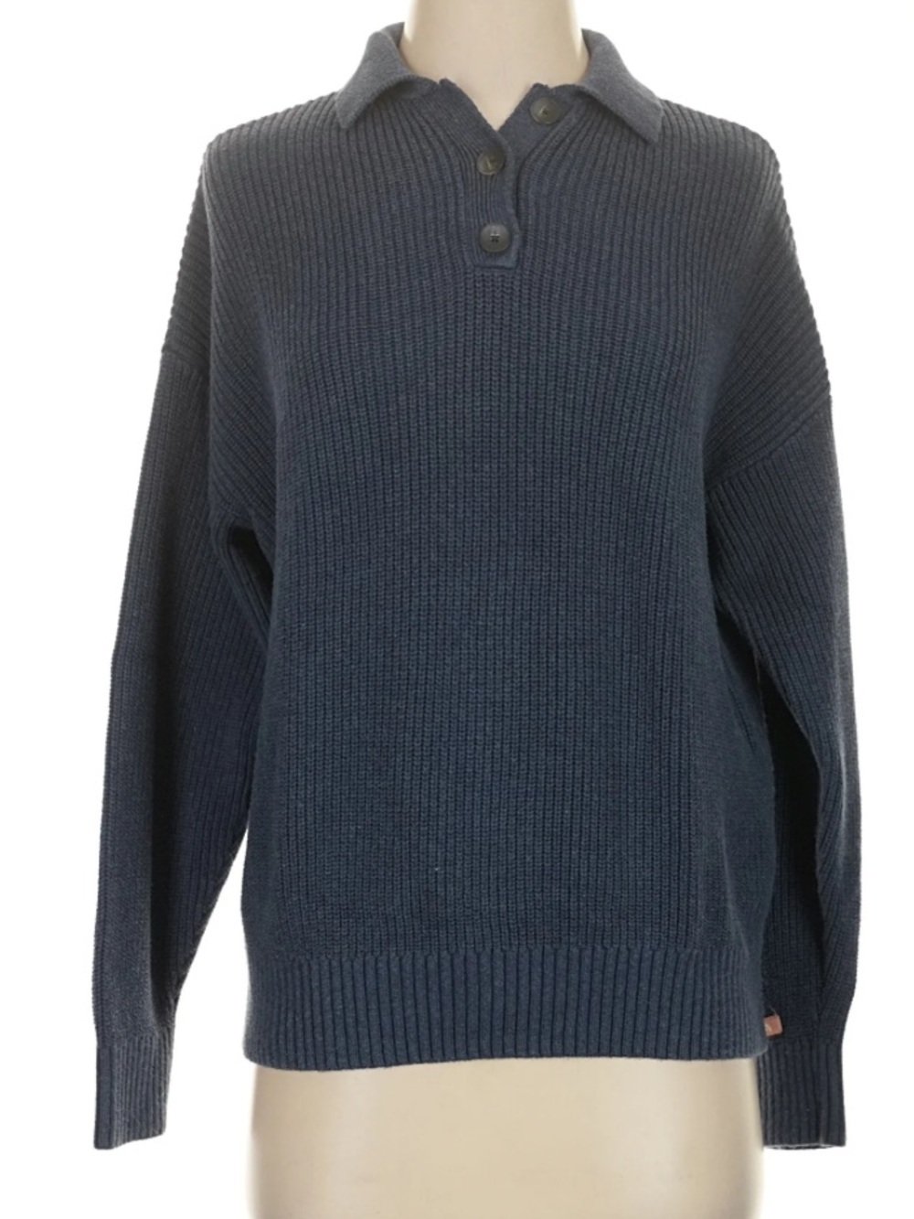 Lunya Cozy Cotton Silk Polo Pullover In Blue XS/S